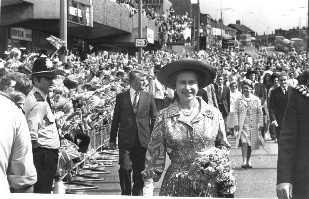 The Queen walking towards the camera