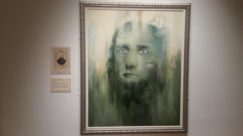 A green portrait of a person