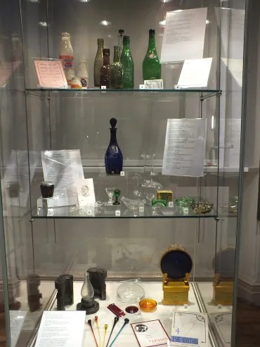 A case full of glass related objects