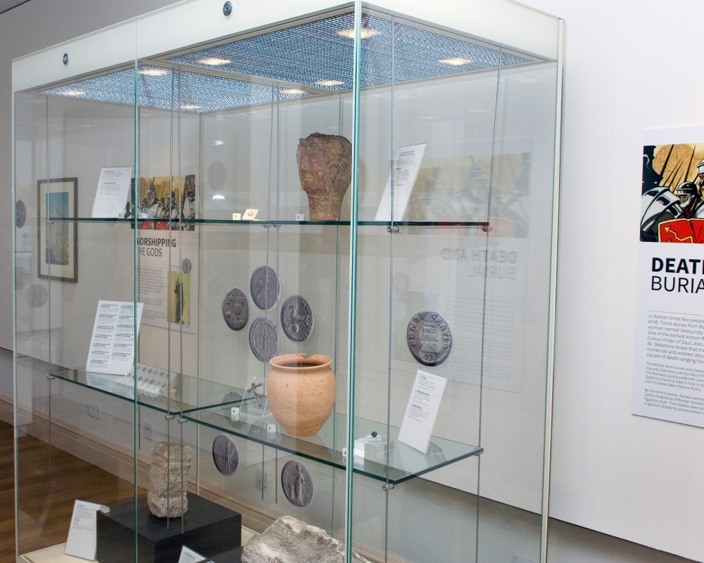 One of the display cases viewed from a distance