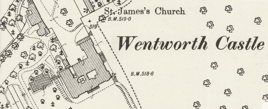 A map showing Wentworth Castle in 1890
