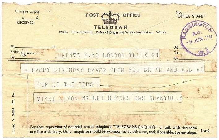 A telegram from the BBC
