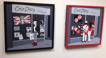 Two paintings of the iconic shop Casa Disco.