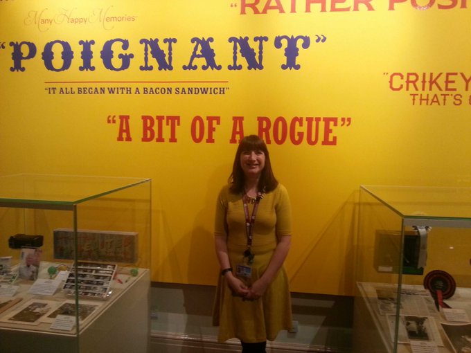 A curator stood in the gallery