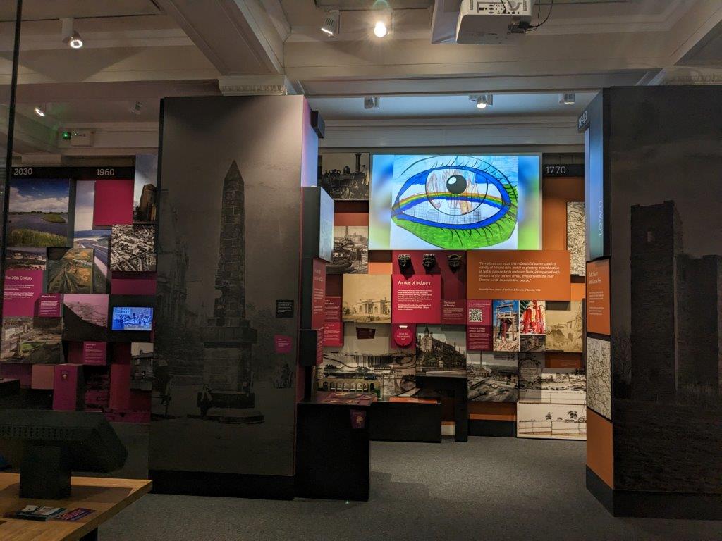 A view of the main gallery with the artwork projected on to a wall 