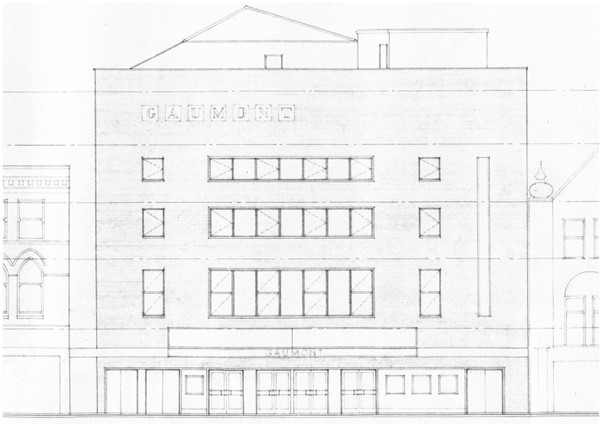 A line drawing of the Gaumont Cinema