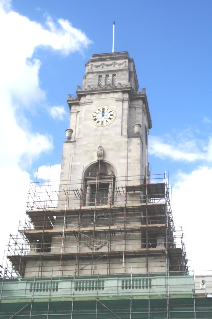 the clock tower as its being conserved