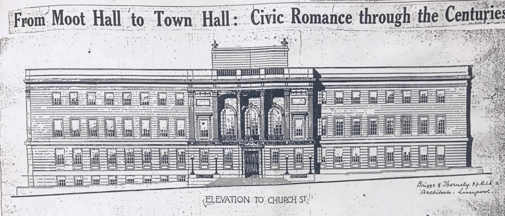 A sketch of the building without the clock tower