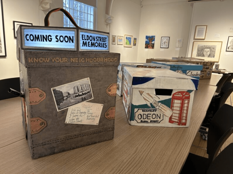 A table with various memory boxes